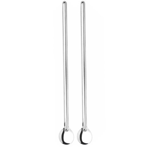 2 Colheres Bailarina Inox para Drinks Gin Coquetel Suco Longa Barman 30cm Mexer Simonaggio