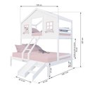 Ver imagem 3 de Beliche Casal/ Solteiro Casinha Dos Sonhos com Escada/ Escorregador Madeira Maciça Branco/ Rosa