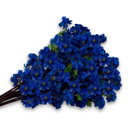 Kit de 20 Flores Decorativas Cerejeira Sakura Azul Realista Alta Qualidade