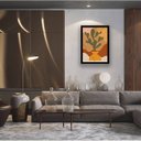 Ver imagem 1 de Quadro Vaso de Planta Abstrato 24x18cm - com vidro:Madeira preta