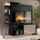 Ver imagem 2 de Estante com Suporte para TV até 55" Multimóveis Denver FG3069 Preta/Lacca Fumê