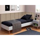 Ver imagem 2 de Conjunto Cabeceira Painel Estofada Cama de Solteiro - Palha (Linho)