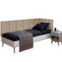 Ver imagem 1 de Conjunto Cabeceira Painel Estofada Cama de Solteiro - Palha (Linho)