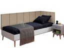 Ver imagem 1 de Conjunto Cabeceira Painel Estofada Cama de Solteiro - Palha (Linho)