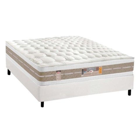 Cama Box Casal: Colchão Molas Pocket Ensacadas Castor Silver Star Air + Base Crc Courano White (