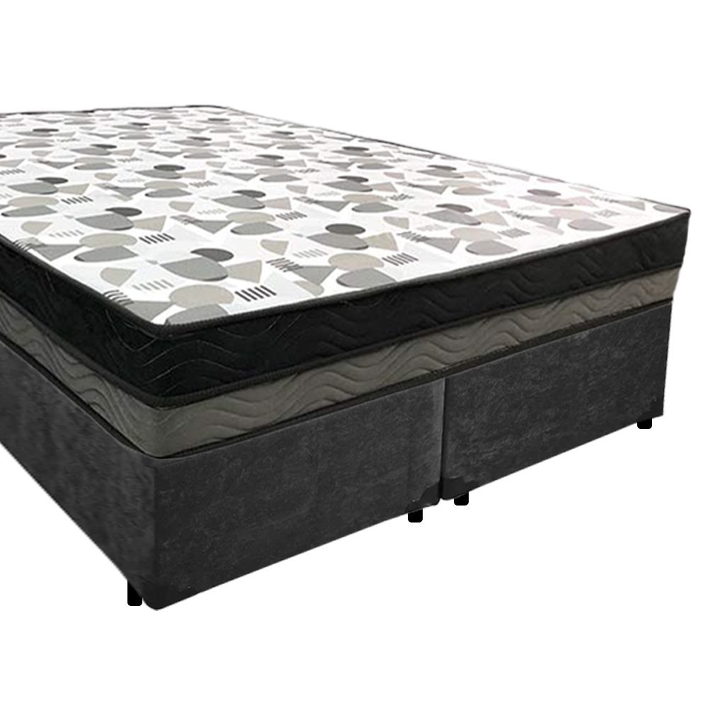 Cama Box Casal Suede Bipartido + Colchão Ortobom Iso Dupla Face 138x188x60 Cor:preto - 7