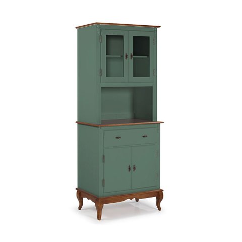 Cristaleira Arca e Oratório 4 Portas 1 Gaveta com Pés Luis Xv 60630 Linz Móveis - Verde Musgo/imbuia
