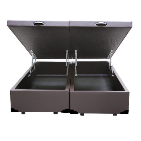 Cama Box Baú Casal Bipartido NK Camas Sintético Marrom 41x138x188