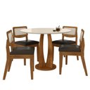 Ver imagem 1 de Mesa Redonda Camogli 4 Cadeiras Sextavadas Freijó/off/corin Marr - M.a Freijó/off Pre/corino