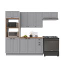 Ver imagem 2 de Cozinha Modulada 4 Peças Torre Quente Balcão com Tampo 2 Aéreos 100% MDF com Rodapé Bari Cinza/Titanio Fosco