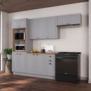 Ver imagem 1 de Cozinha Modulada 4 Peças Torre Quente Balcão com Tampo 2 Aéreos 100% MDF com Rodapé Bari Cinza/Titanio Fosco