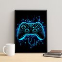 Ver imagem 1 de Quadro Decorativo Gamer Azul Neon 45x34cm:moldura Preta
