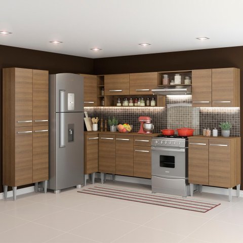 Armário de Cozinha Completa de Canto 481cm Rustic Emilly Moon Madesa 01