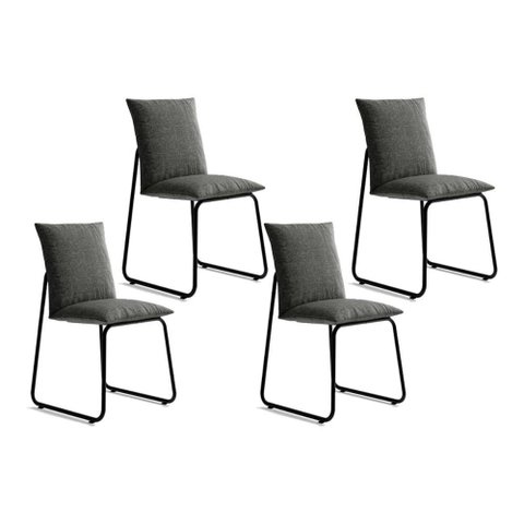 Cadeira Sala de Jantar Soft 1750 Kit 4 Uni Preto/linho Grafite - Carraro