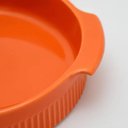 Ver imagem 4 de Jogo 2 Travessas Assadeiras Porcelana 25cm Redonda com Alça Laranja Canelada Germer Assar e Servir