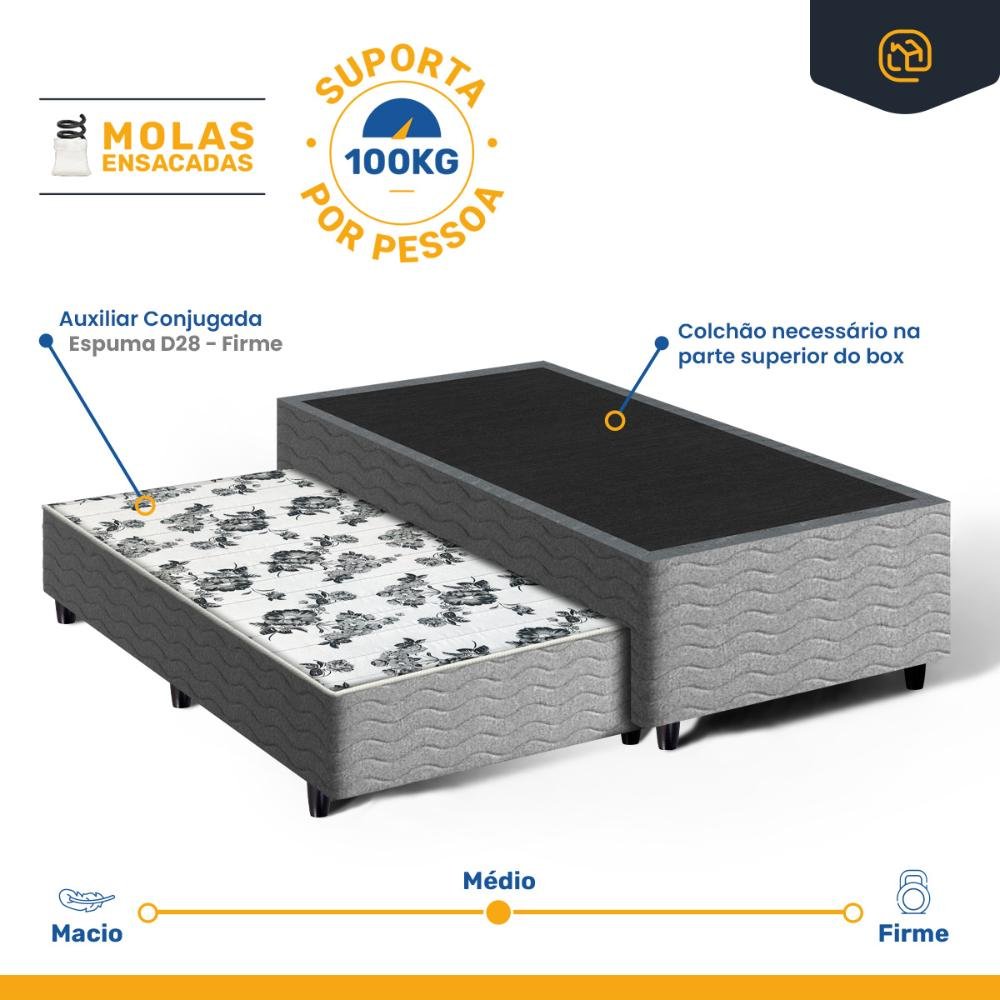 Cama Box com Auxiliar de Molas Unique Solteiro 88cm - 3