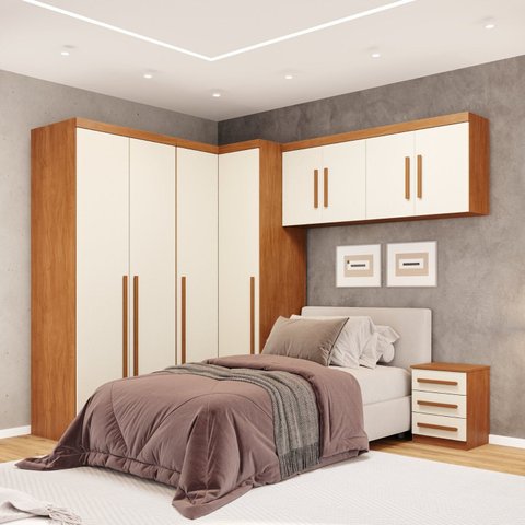 Guarda-Roupa Modulado 5 Peças 8 Portas 3 Gavetas Texas Marrom/Cinamomo/Off White Arenas