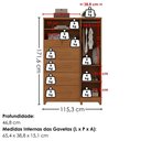 Ver imagem 3 de Comoda 5 Gavetas 1 Porta 2 Nichos Imperio 116x172 cm Cinamomo Zanz
