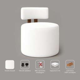 Poltrona Sala Organica Almyra no Tecido Boucle - 11 Cores - Branco - 5