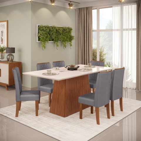 Conjunto de Mesa Dulce Dj 1,80x0,90 com 6 Cadeiras Zoe