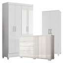 Ver imagem 1 de Guarda Roupa com Espelho Infantil Madri com Cômoda Texas e Armário Multiuso Jade Branco Brilho