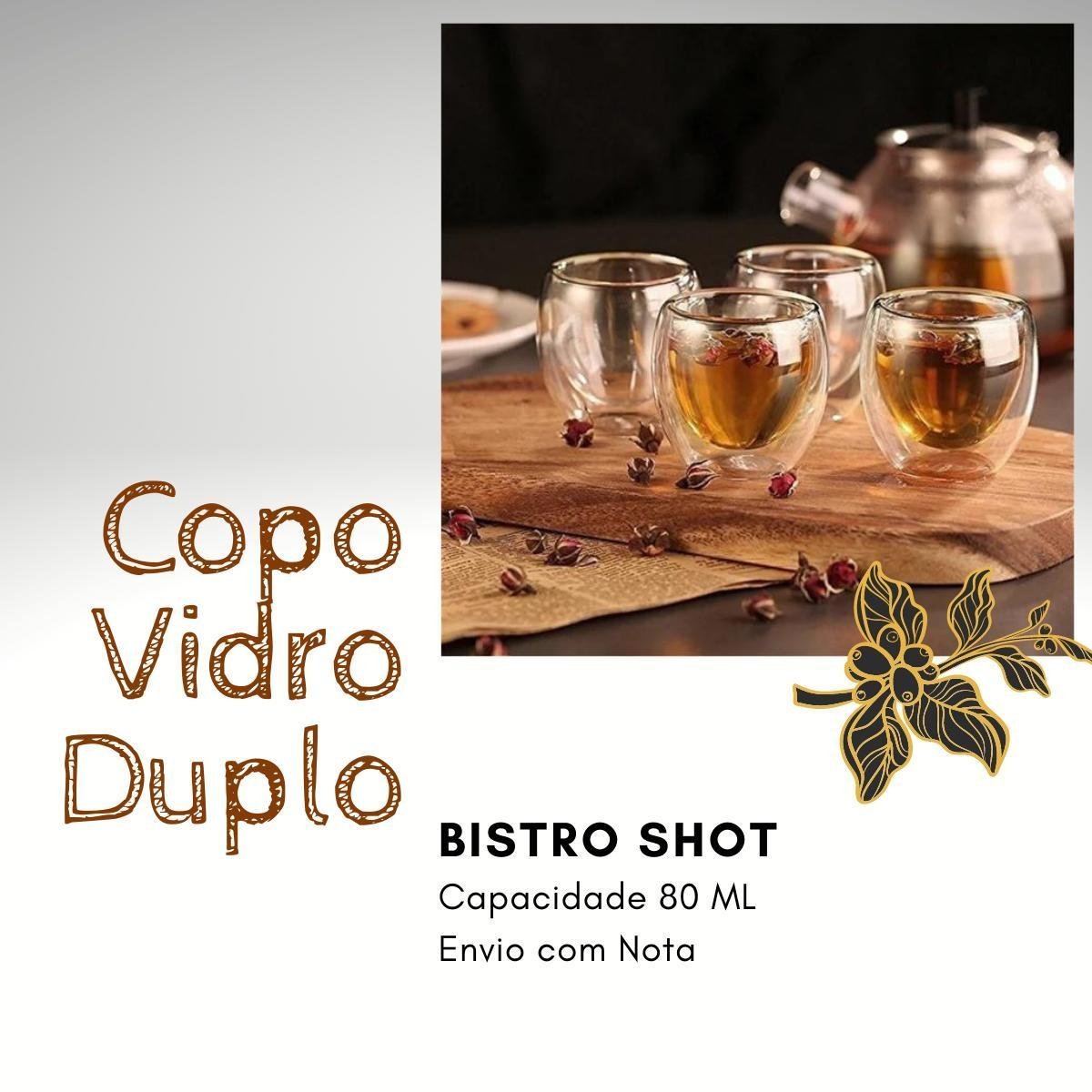 Copo De Vidro Borasilicato Parede Dupla Bistro C/4 Pcs 80Ml - 7