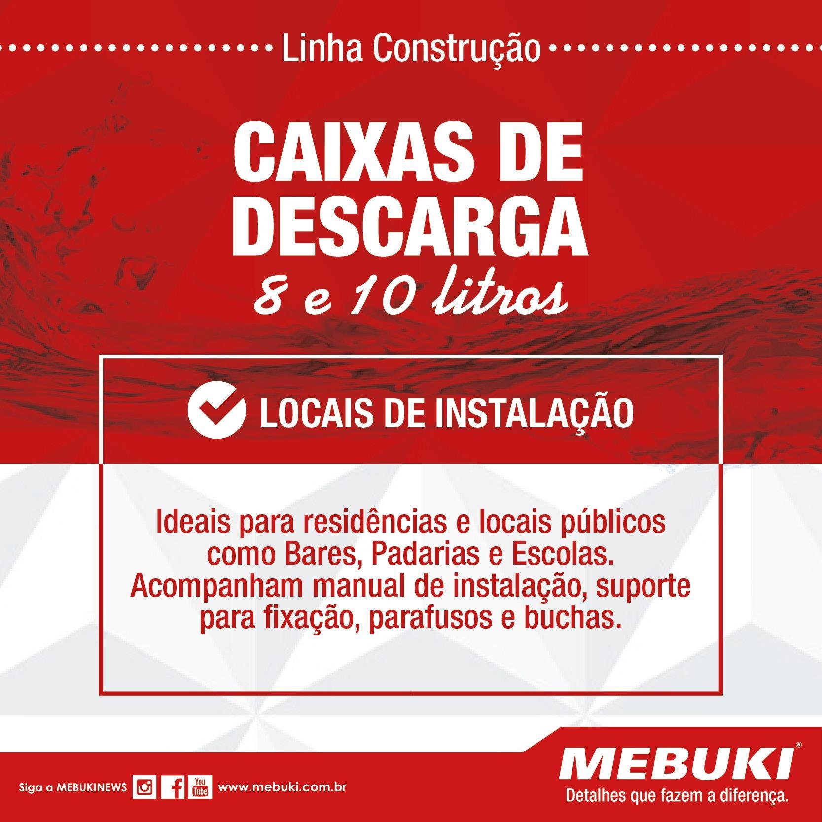 Caixa de Descarga Mebuki Parede Universal 10 Litros - 6