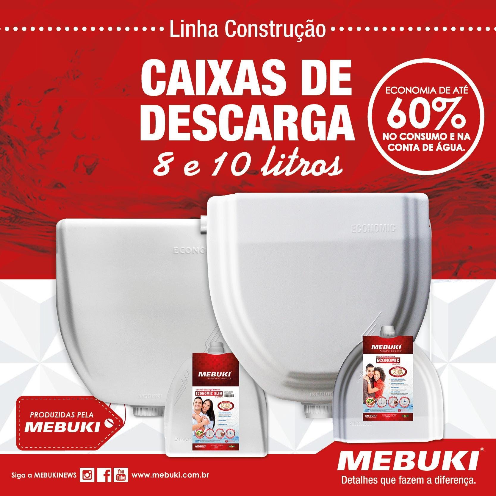 Caixa de Descarga Mebuki Parede Universal 10 Litros - 3