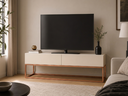 Ver imagem 1 de Rack Eros 140cm Off White Pés de Ferro Cobre Ideal para TV até 50