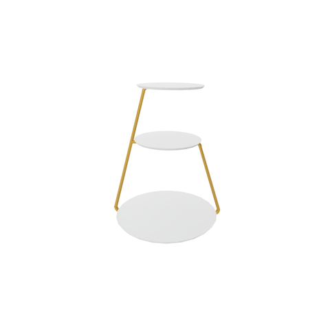 Mesa Lateral Industrial 3 Andares Dourado - Branco