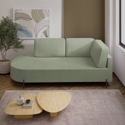 Sofá Living Orgânico 2 Lugares 165cm Base de Ferro Braço Direito Norten