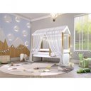 Ver imagem 2 de Cama Montessori Com Cordão Led Colchão E Dossel Branco