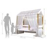 Cama Montessori Com Cordão Led Colchão E Dossel Branco - 3