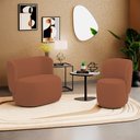 Ver imagem 2 de Poltrona e Namoradeira Orgânica Molly Bouclê Terracota - Desk Design