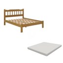 Ver imagem 3 de Cama de Casal com Colchão Queen em Madeira Maciça Nogueira