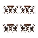 Ver imagem 1 de Kit 4 Conjuntos Mesa Dobrável para Bar e Restaurante 60x60cm com 2 Cadeiras em Madeira Maciça -
