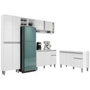 Ver imagem 1 de Cozinha Compacta Vanessa e Balcão Gabinete sem Tampo Tatiane 120cm Branco - Ajl Móveis