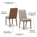 Ver imagem 4 de Conjunto de Jantar Natalí 4 Lugares Tampo MDF com Vidro Cadeiras Suede Corano Creme 120cm Móveis