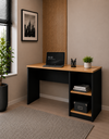 Ver imagem 2 de Escrivaninha Multifuncional 108cm com Nichos Laterais Home Office Cava - Preto/Nature
