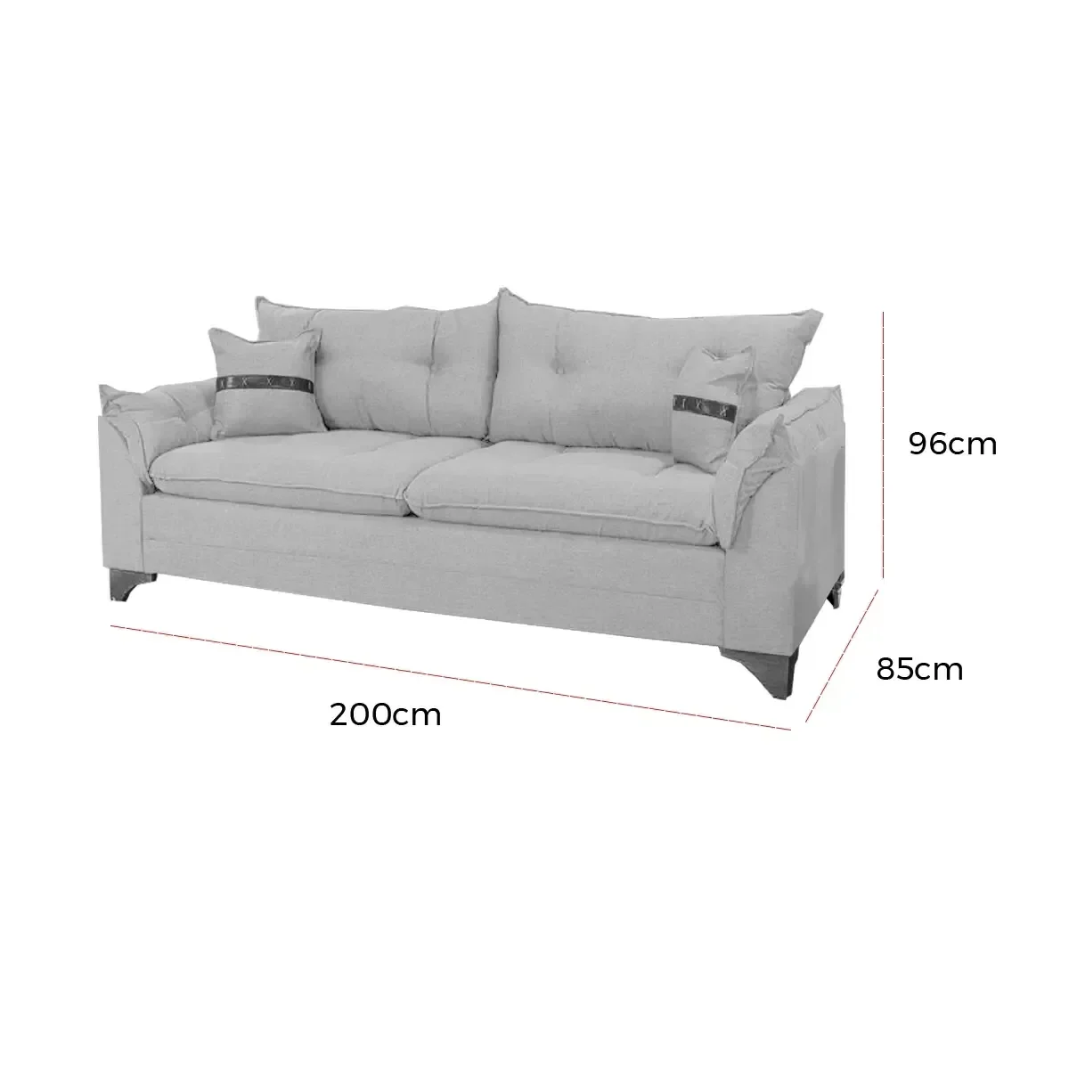 Sofá Creta 3 Lugares Tecido Linho 200cm Boareto Cor Cinza - 2