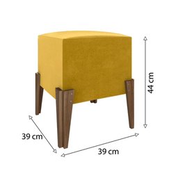 Puff Estofado Tecido Suede com Pés em Madeira Maciça - 2