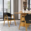 Ver imagem 2 de Kit com 6 Cadeiras Leticia Madeira Maciça Estofada para Mesa de Jantar Courino Preto 503