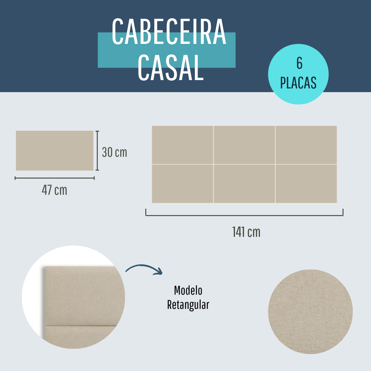 Cabeceira Casal Linho 141x60 Cama Box Modulada Retangular Cru - 6