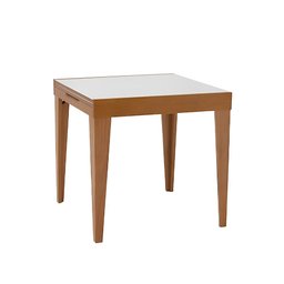 Mesa de Jantar Tock 80cm Extensível 1,60m em Madeira Maciça Mel Tampo Vidro Off White - 4