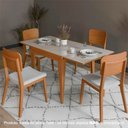 Ver imagem 1 de Mesa de Jantar Tock 80cm Extensível 1,60m em Madeira Maciça Mel Tampo Vidro Off White