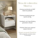 Ver imagem 2 de Mesa Cabeceira Suspensa Minerva Compacta para Quarto com Gaveta e Nicho Design Retrô - Branco