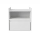 Ver imagem 5 de Mesa Cabeceira Suspensa Minerva Compacta para Quarto com Gaveta e Nicho Design Retrô - Branco