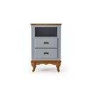 Ver imagem 2 de Mesa de Cabeceira Clássica 2 Gavetas Pés Luis Xv Cinza - Imbuia