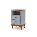 Ver imagem 1 de Mesa de Cabeceira Clássica 2 Gavetas Pés Luis Xv Cinza - Imbuia