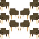 Ver imagem 2 de Kit 10 Poltronas Decorativa para Sala Nina Suede Cores Pé Palito 30cm Castanho - Marrom, Suede